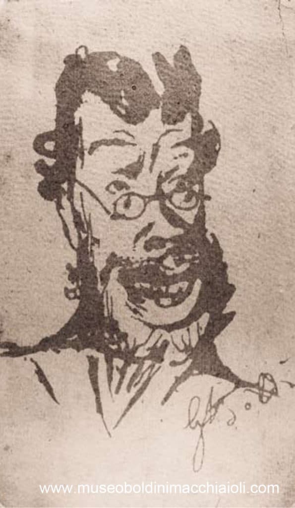 Giovanni Boldini, Caricatura dell'amico Telemaco Signorini,china su carta, cm 22 x 17